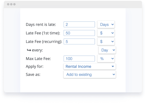 set up automatic recurring late fees